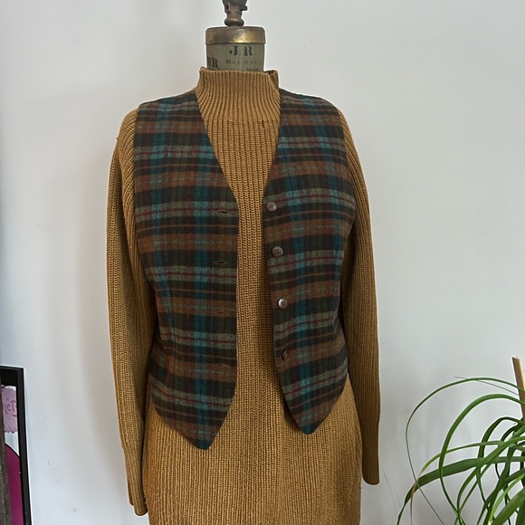 Vintage Wool Waistcoat Vest - Plaid - Picture 10 of 12
